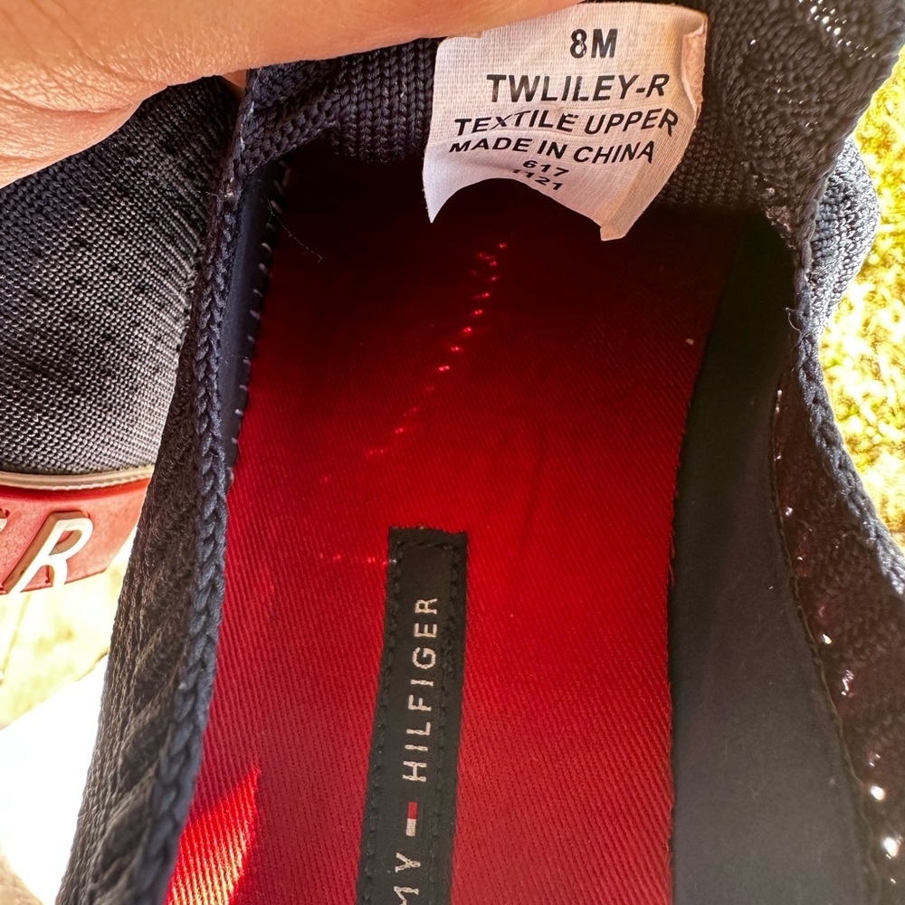 Tommy Hilfiger Navy and Red Women's Slip-On Sneakers - Picture 5 of 5